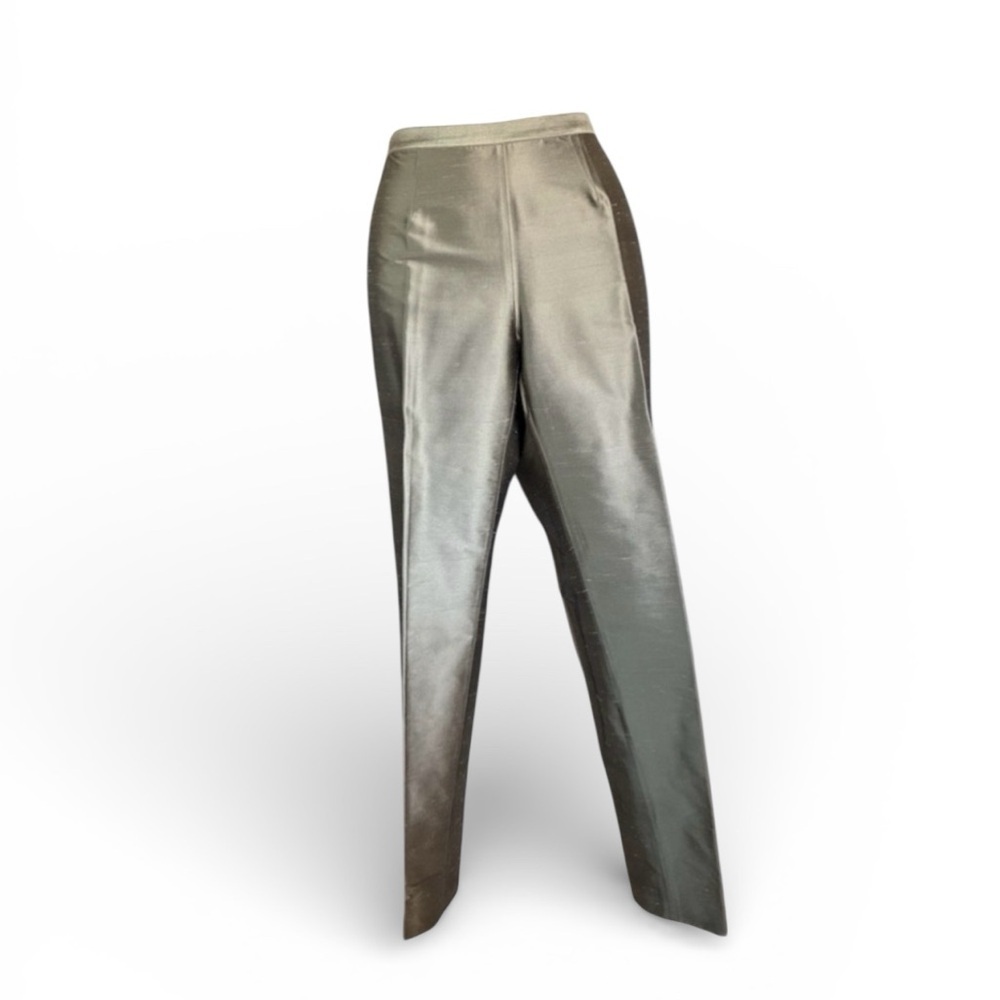 Adrian's Capri pants, women's S, EUC beige silk, slit, side zip, Vintage